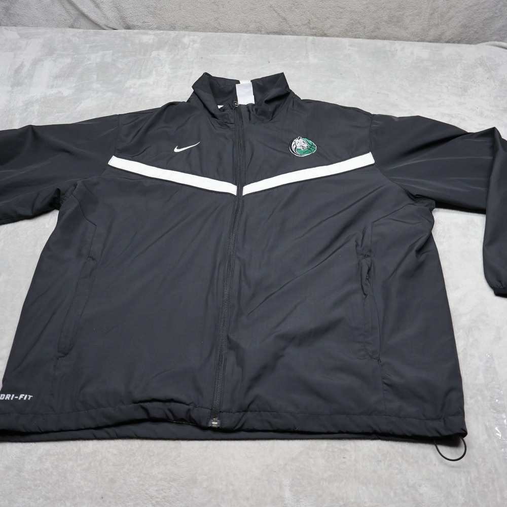 Nike Jacket Mens Large Black Ripstop Dri-Fit Mesh Lined Full Zip Windbreaker